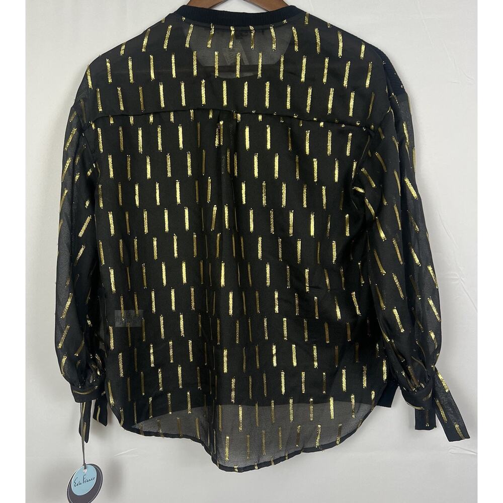 NWT Anthropologie Eva Franco Matilda starry black & Gold Balloon Sleeve blouse S - Picture 6 of 9